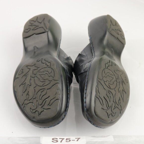 Clarks Womens Mule Size 8 Navy Leather Buckle Slip On Clogs Low Block Heel Shoes - Picture 9 of 11